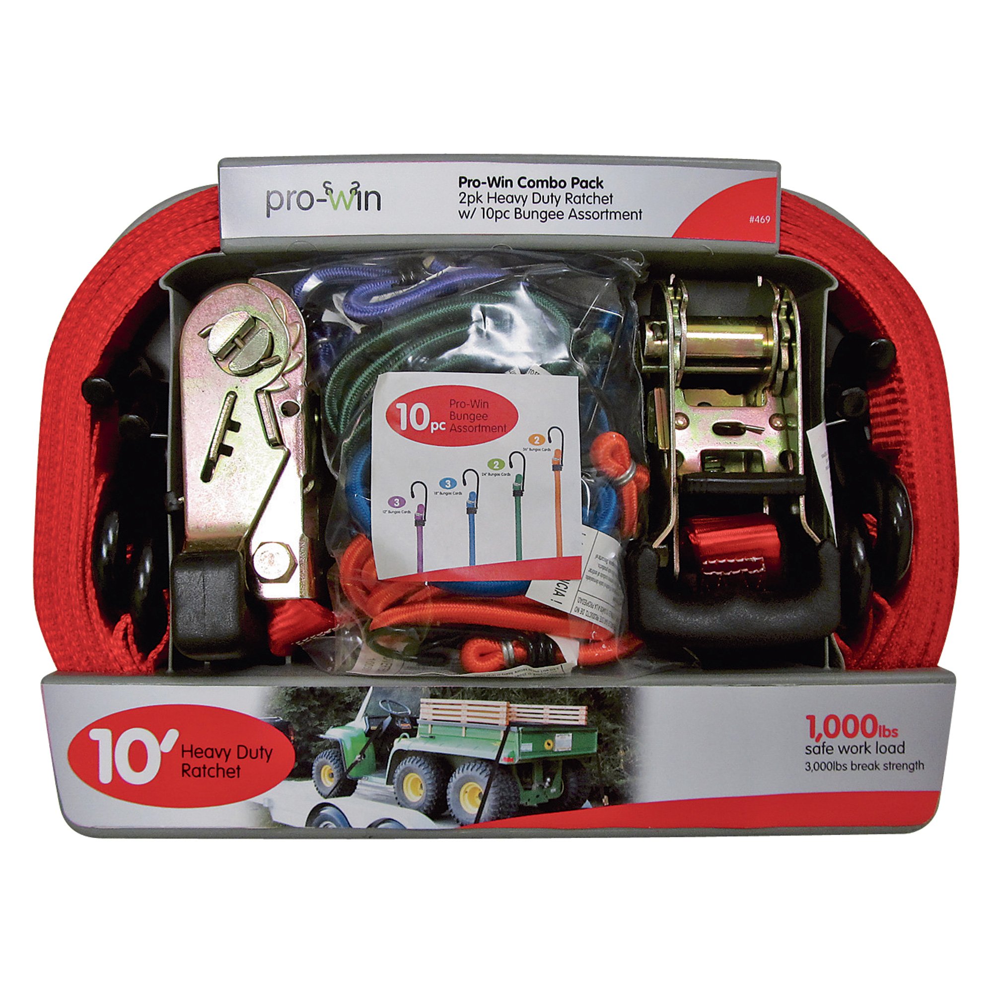 SmartStraps Ratcheting Strap and Bungee Cord Combo Pack — 3000Lb